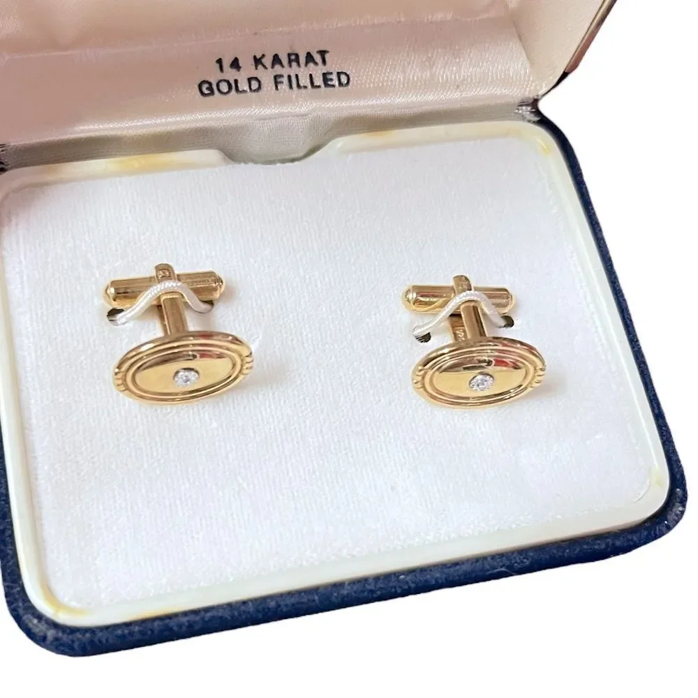 Vintage L’aiglon 14K GF Diamond Cufflinks